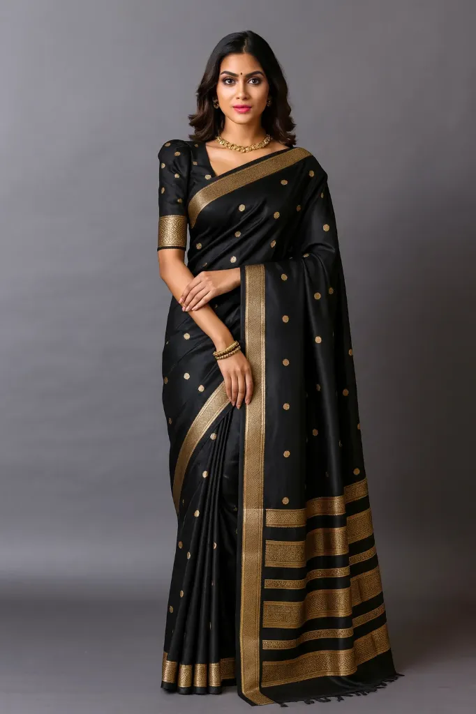 Gadwal Paithani Black