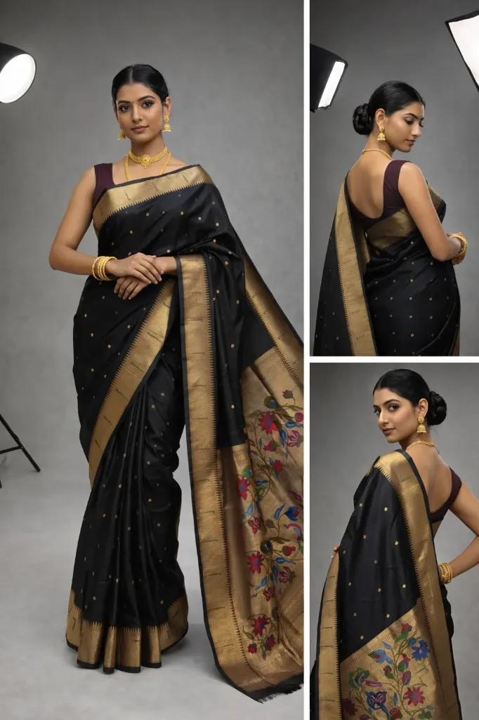 Black Muniya Paithani BM01