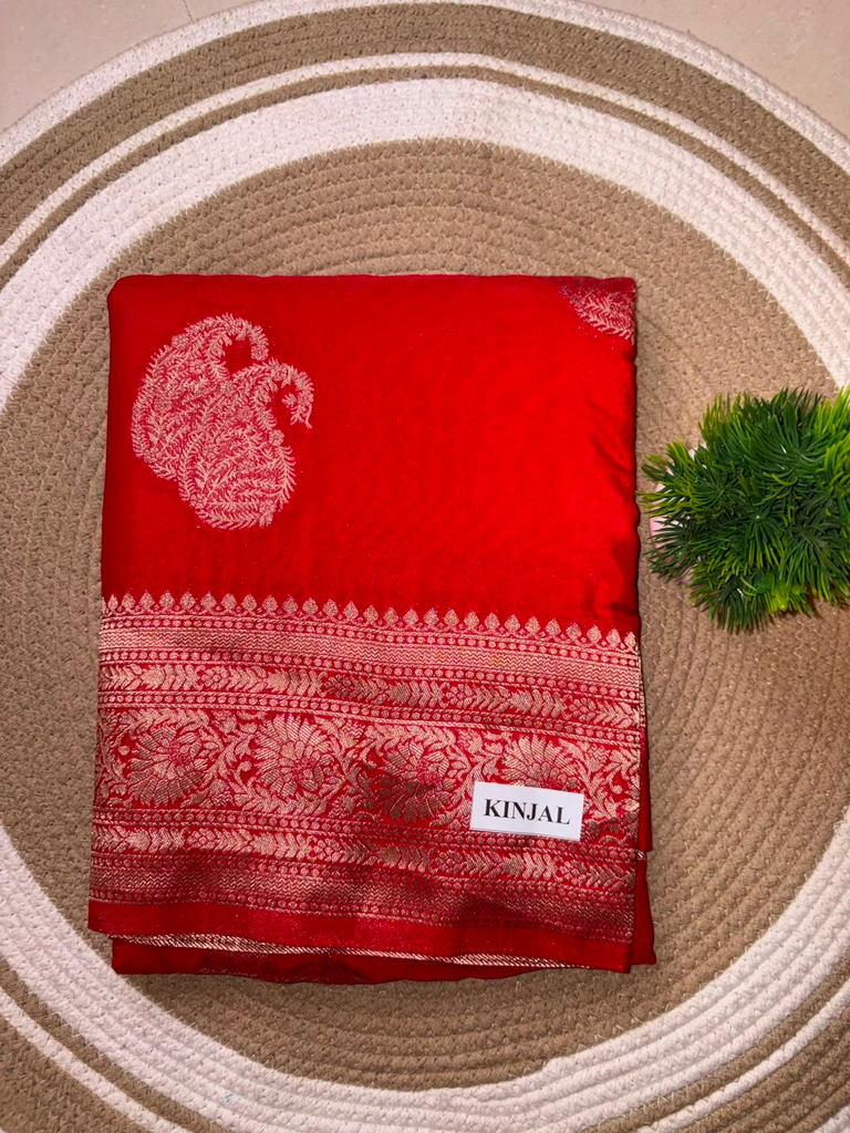 Kinjal Banarasi Khaddi Georgette Red