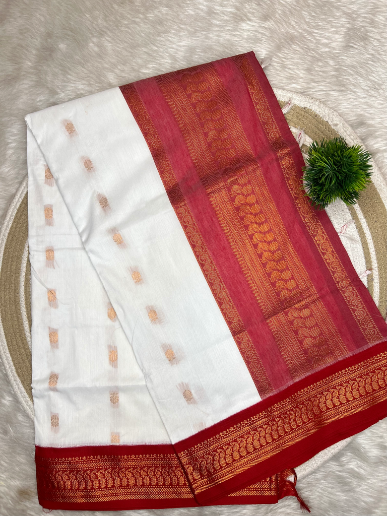 White Gadhwal Premium with Copper Jari